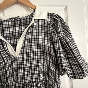English Factory Black & White Plaid Collared Dress